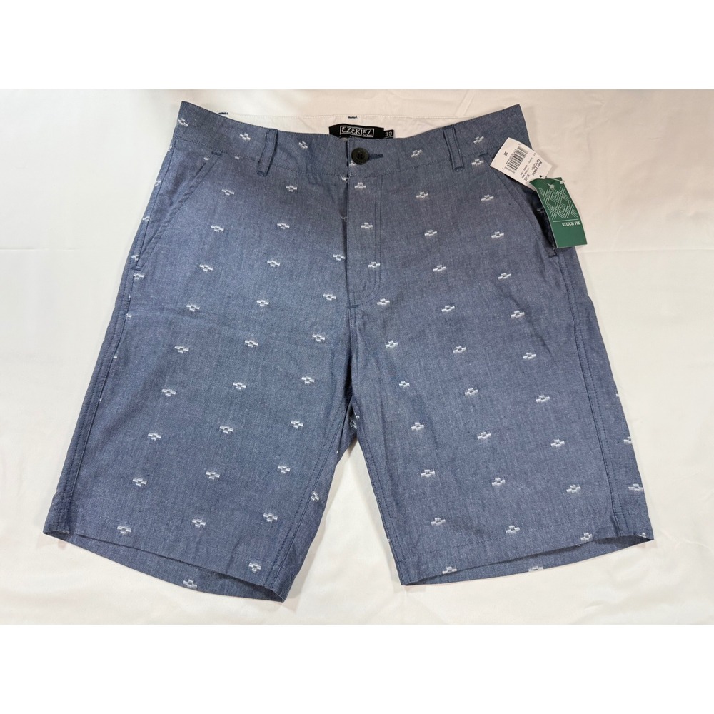Ezekiel Mens Upton Blue Embroidered Cotton Shorts Size 33 EW172054 NWT